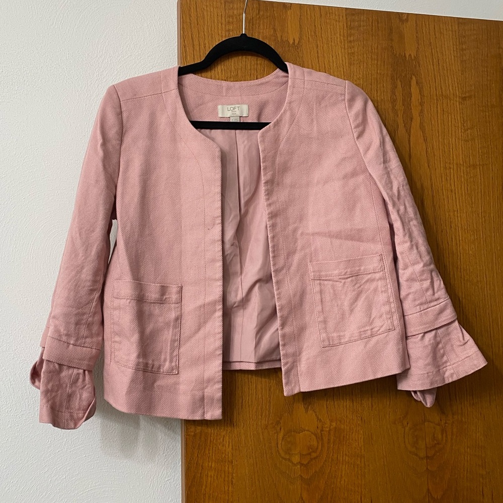 Loft Outlet Pink Blazer with Tie Sleeves